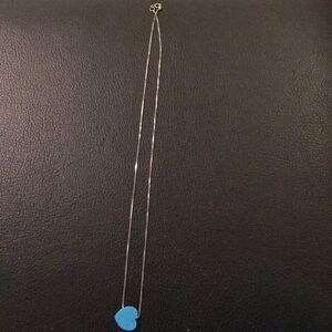 Teal heart necklace with silver chain